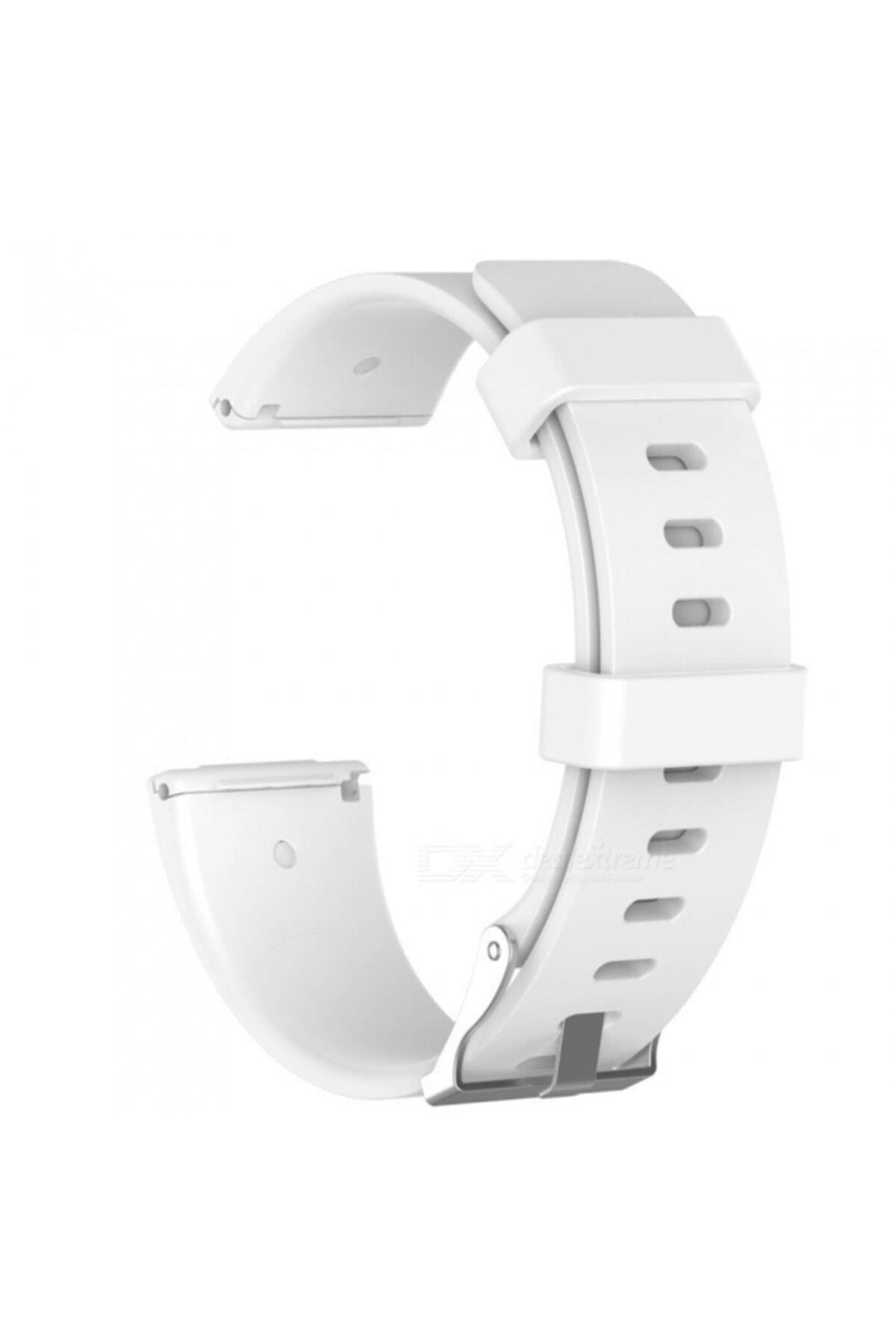 Fitbit Versa Fb504 - Versa 2 Fb507 - Versa Lite Fb415 Için Large Beden (L SIZE) Silikon Kordon Beyaz