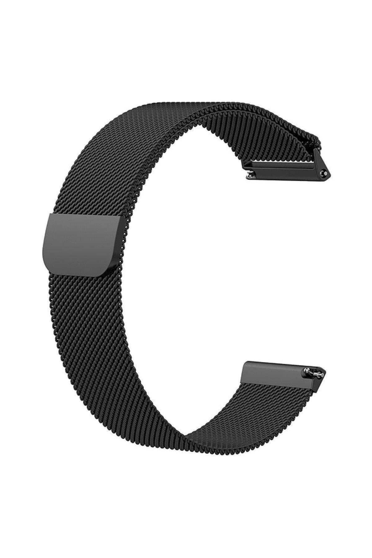Fitbit Versa Fb504 - Versa Lite Fb415 Için Metal Milanese Kordon Siyah