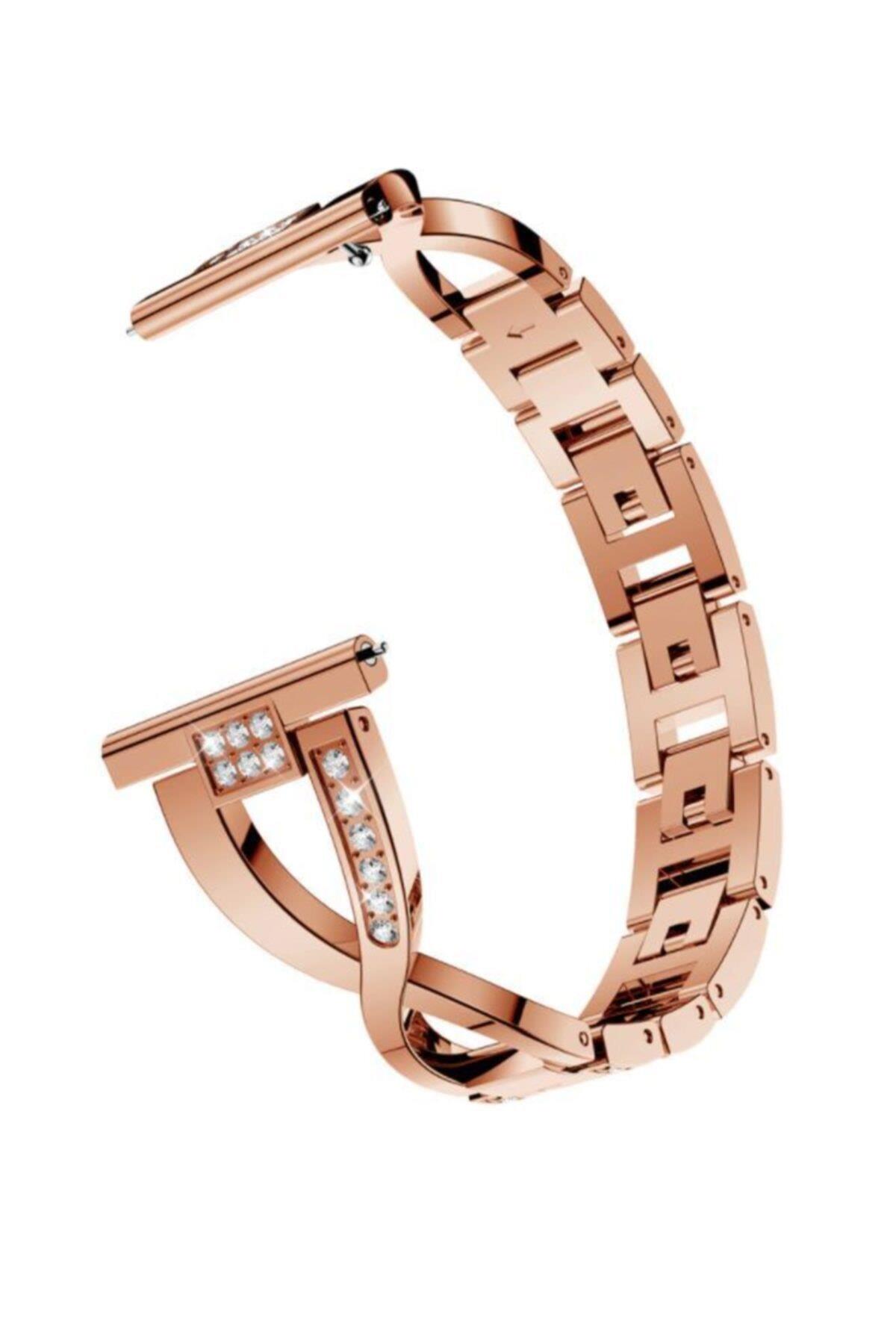 Fossil Watch Gen 6 Uyumlu Için Pırlanta Görünümlü Taşlı Fantezi Kordon Rose
