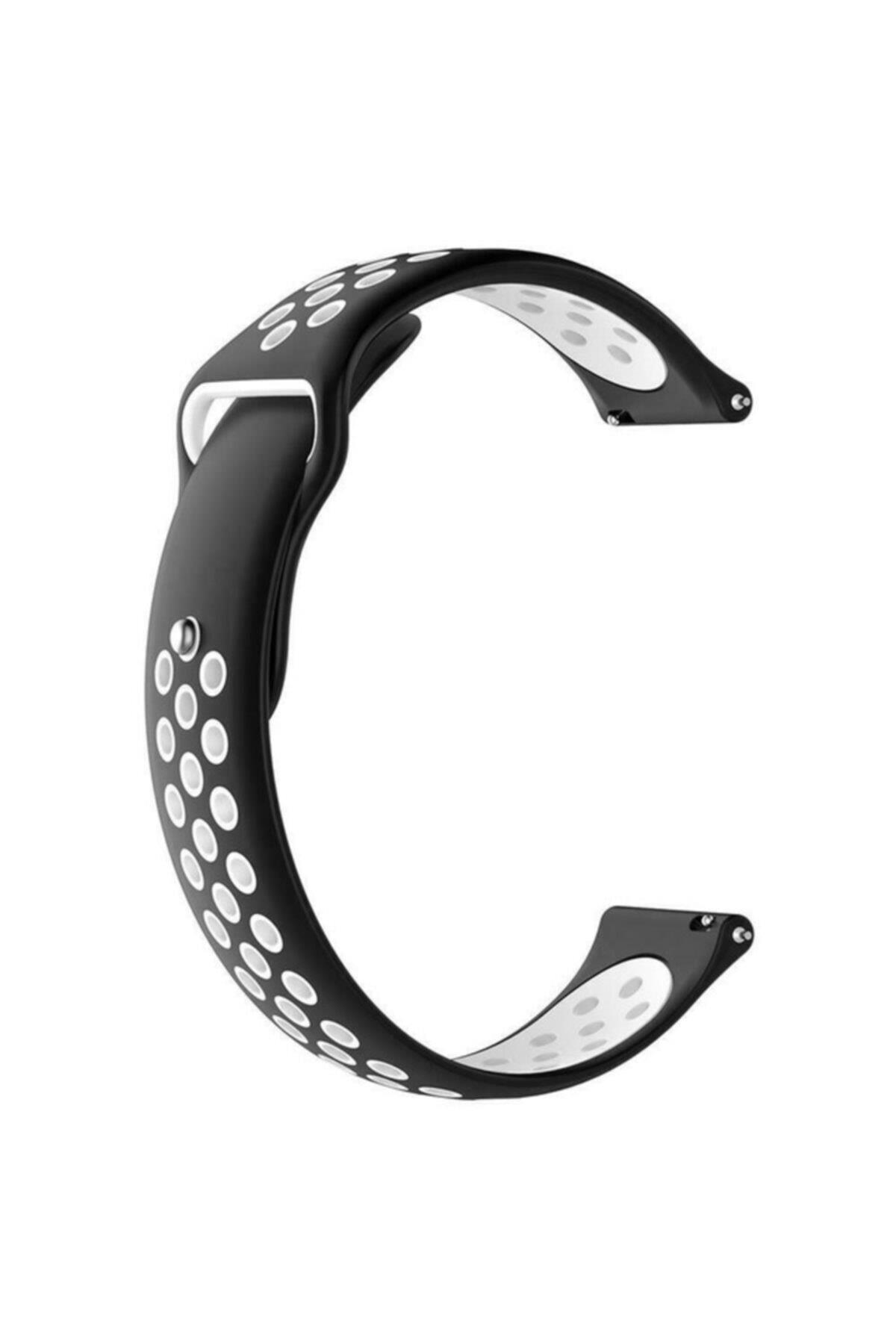 Galaxy Active 2 40 Mm(Sm-r830) Için Delikli Spor Silikon Kordon Siyah Beyaz