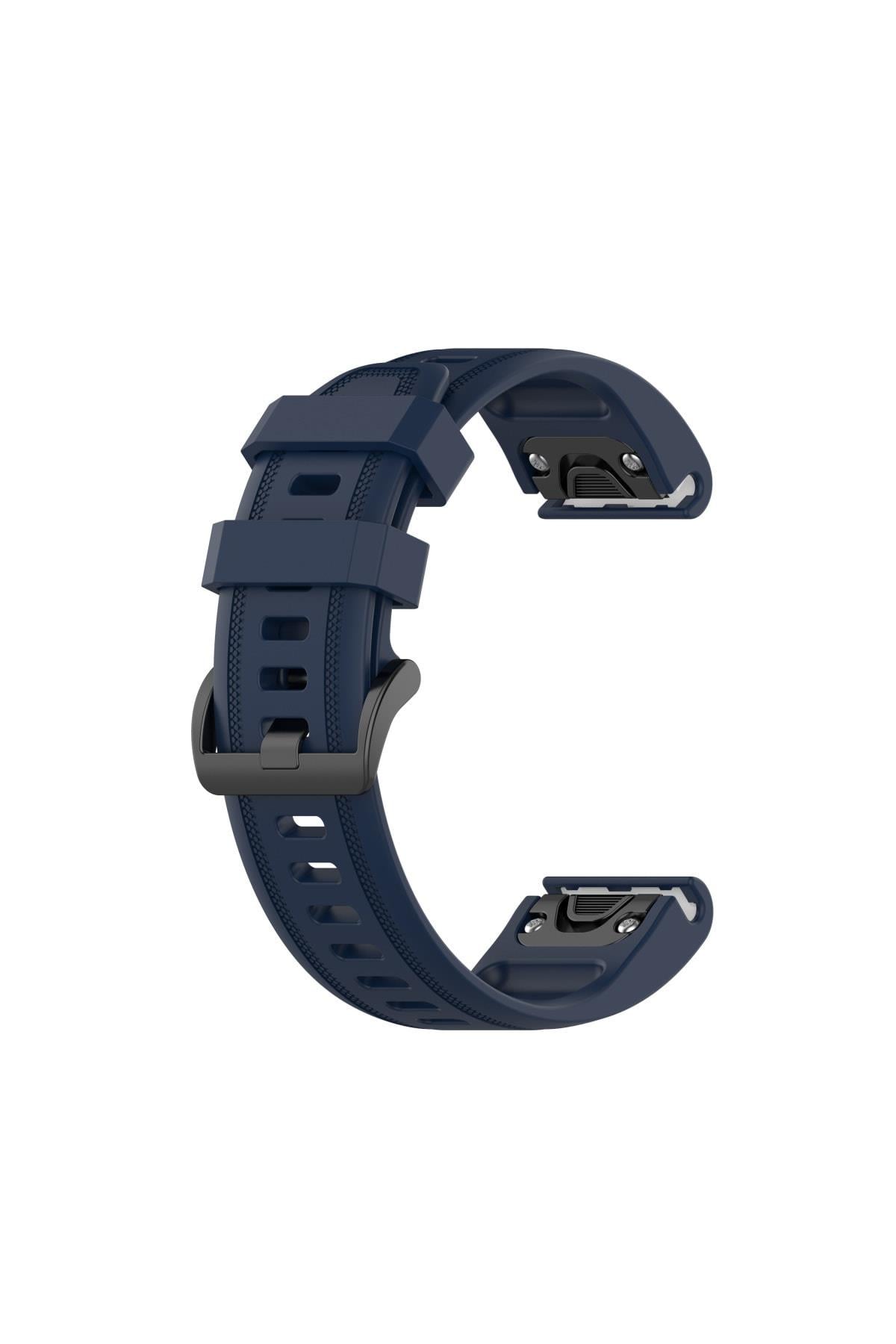 Garmin 6s Pro - 6s Pro Uyumlu Solar Için Quick Fit Özellikli Silikon Kordon Kayış Lacivert
