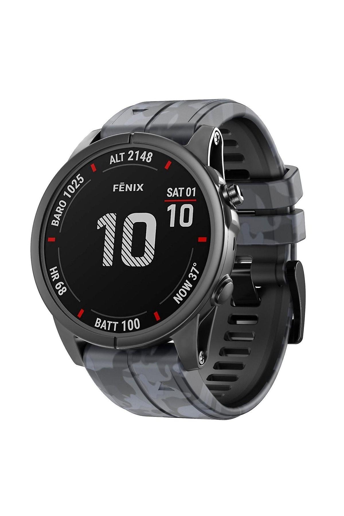 Garmin 7x - 7x pro - plus  (26MM) Kamuflaj Silikon Saat Kordonu