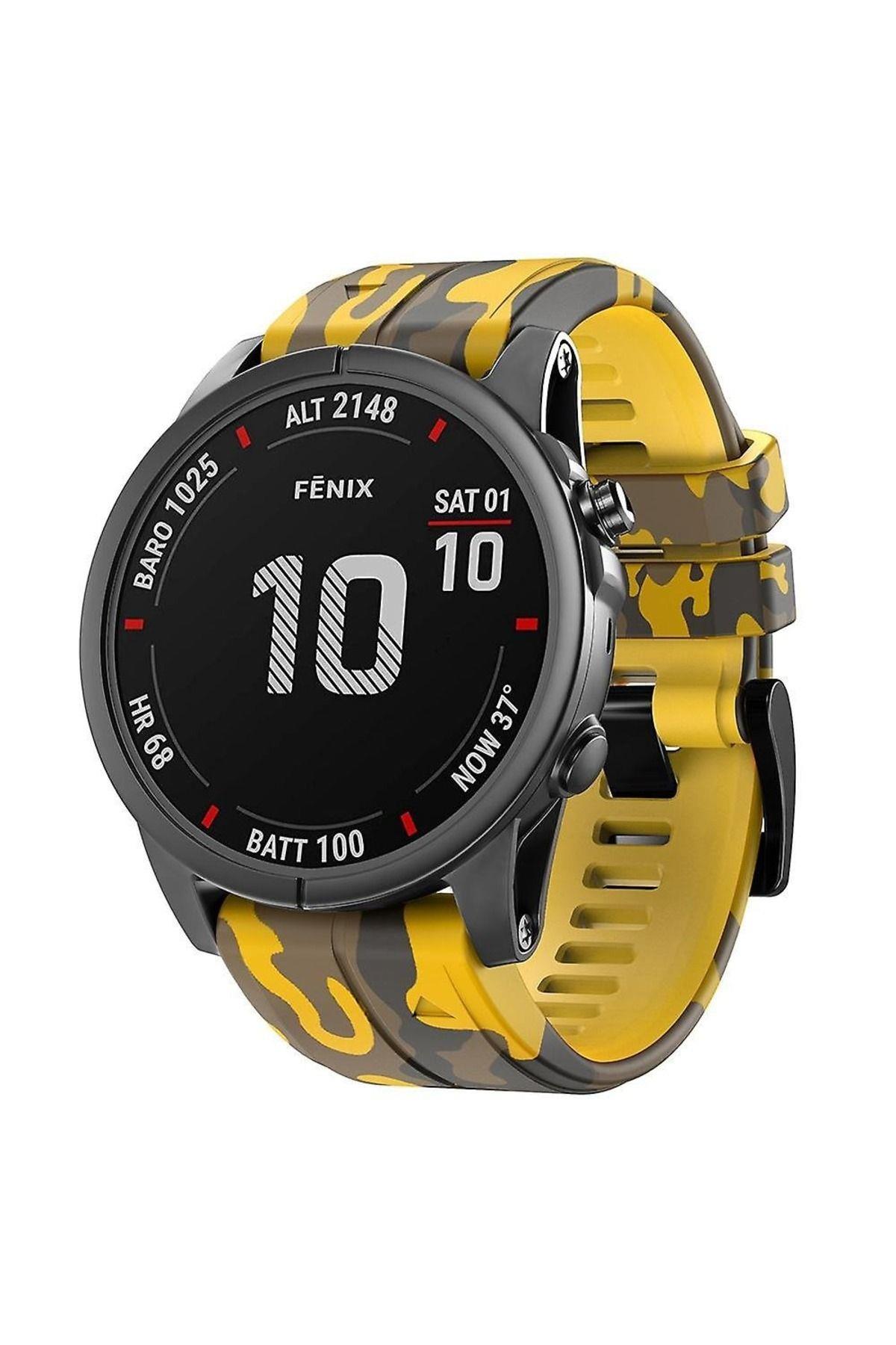 Garmin fenix 3 - 3hr (26MM) Kamuflaj Silikon Saat Kordonu