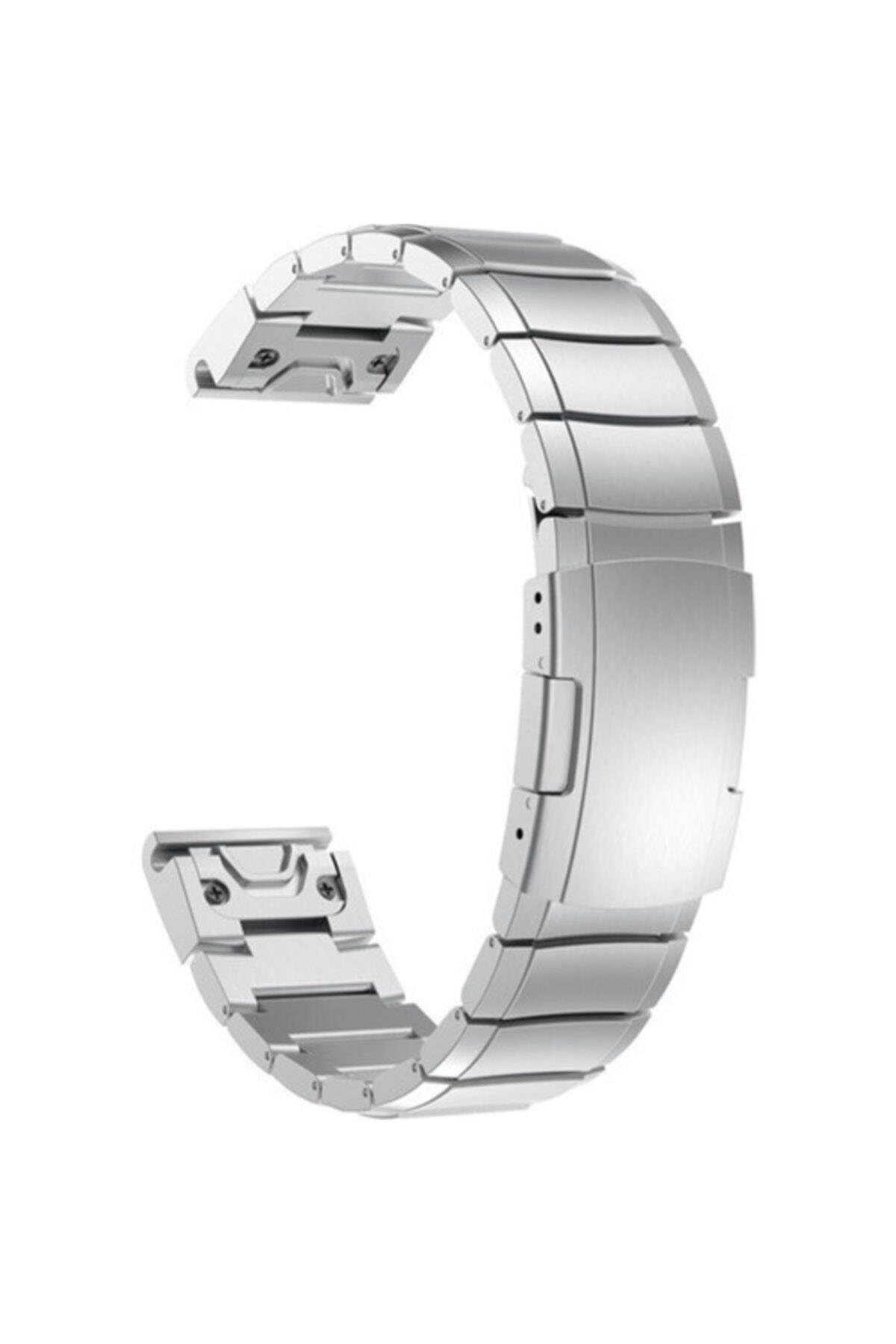 Garmin Fenix 5 Için Baklalı Metal Kordon Kayış - Gri