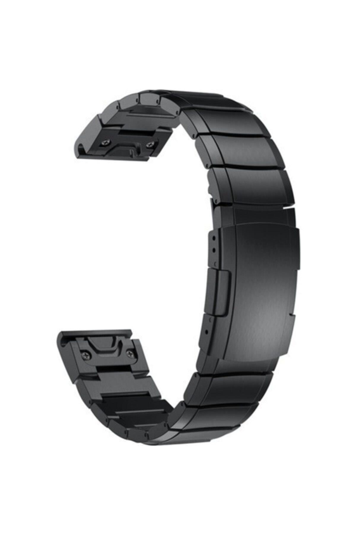 Garmin Fenix 5 Için Baklalı Metal Kordon Kayış - Siyah
