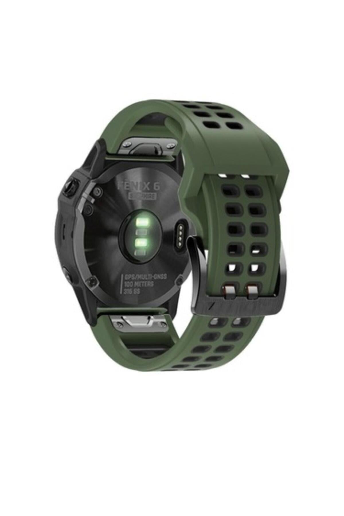 Garmin  fenix 6 -6pro (22mm) Hızlı Bırakma Çift Sıralı Silikon Saat Kordonu