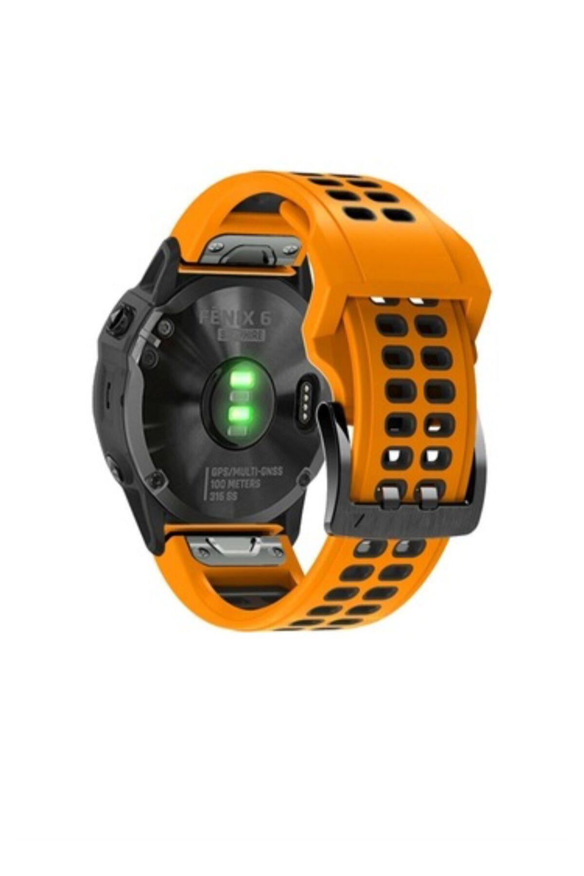 Garmin Fenix 6x-6x Pro-6x Plus (26MM)hızlı Bırakma Çift Sıralı Silikon Saat Kordonu