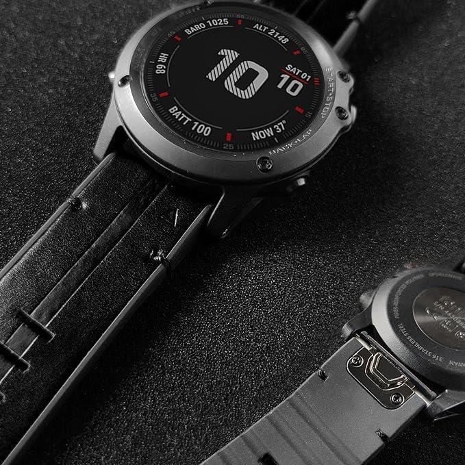 Garmin Fenix 7X / Fenix 6X / Fenix 5X Saat Kordonu, Hızlı Kolay Uyum 26 mm Yumuşak Hakiki Deri Hibrit Silikon Sweatproof Bileklik Kayış Fenix 5X Plus, Tactix Delta, Fenix 3, Enduro için