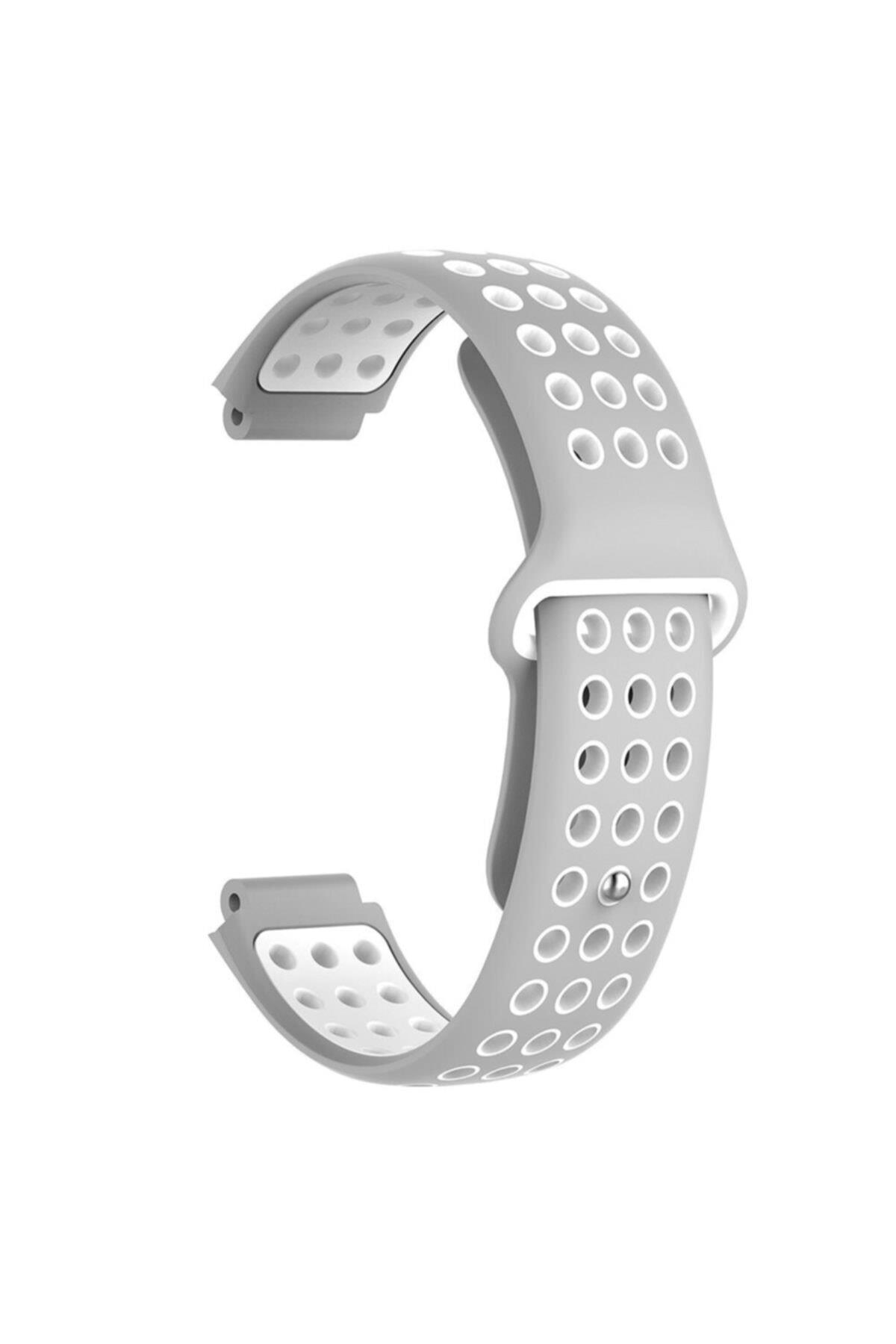Garmin Forerunner 220 Için Delikli Silikon Kordon Lacivert Beyaz