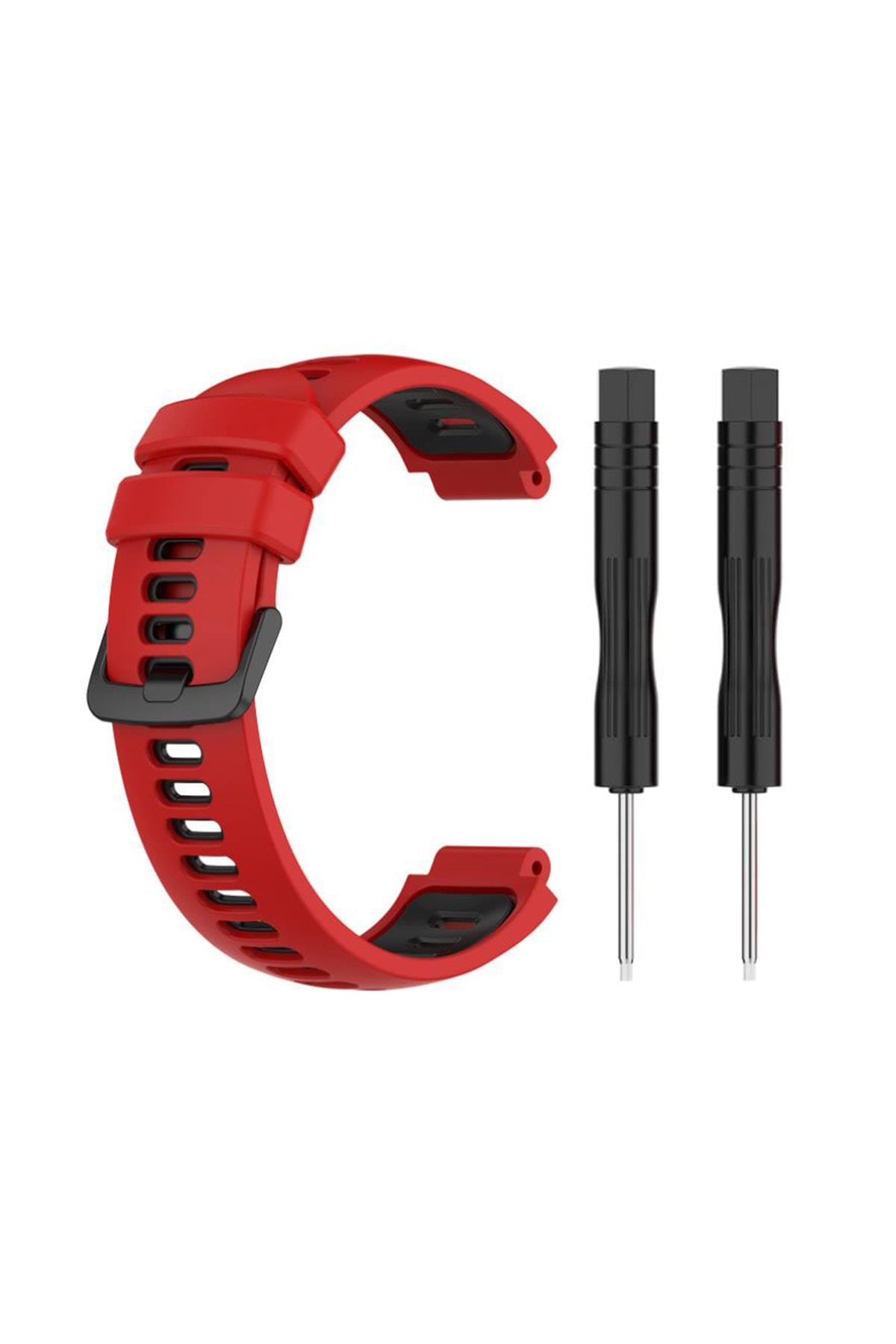 Garmin Forerunner 230-235-630-735xt Uyumlu Silikon Kordon Kırmızı Siyah