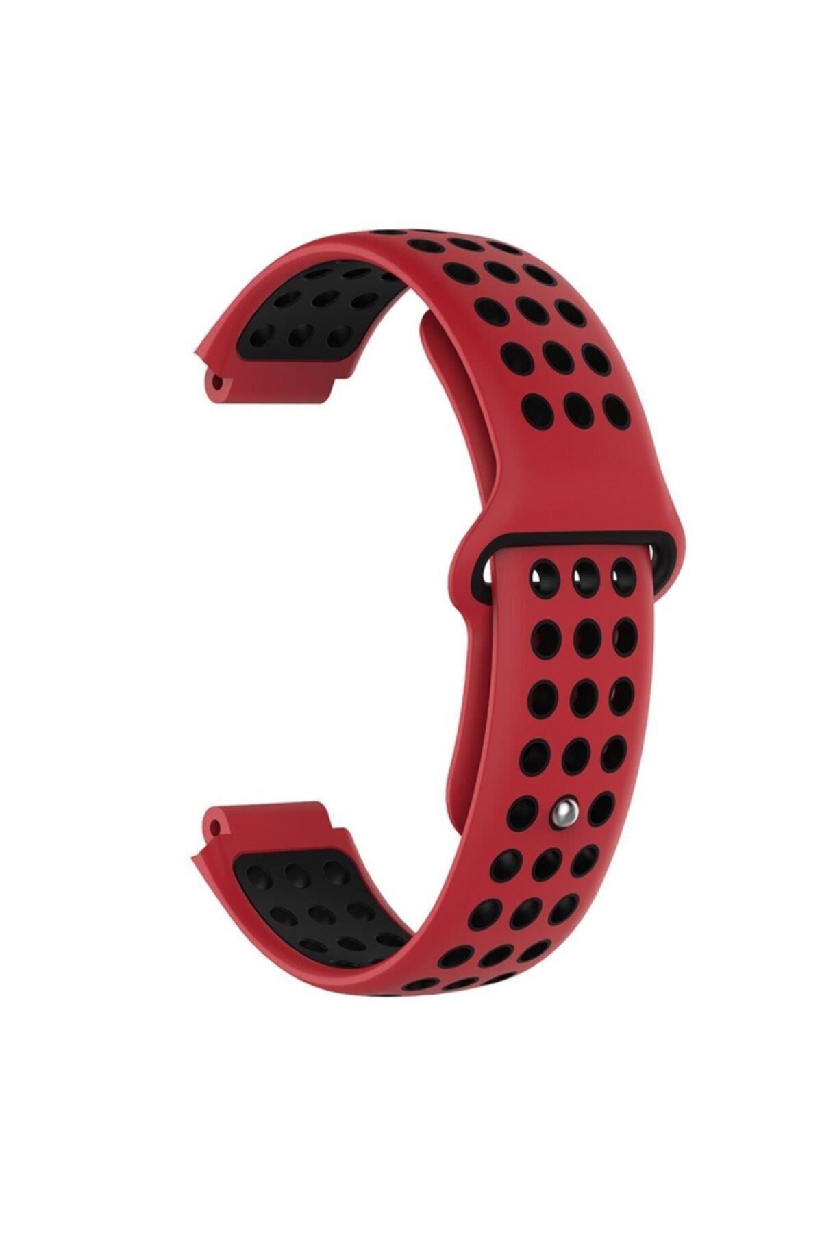 Garmin Forerunner 230 Için Delikli Silikon Kordon Lacivert Beyaz
