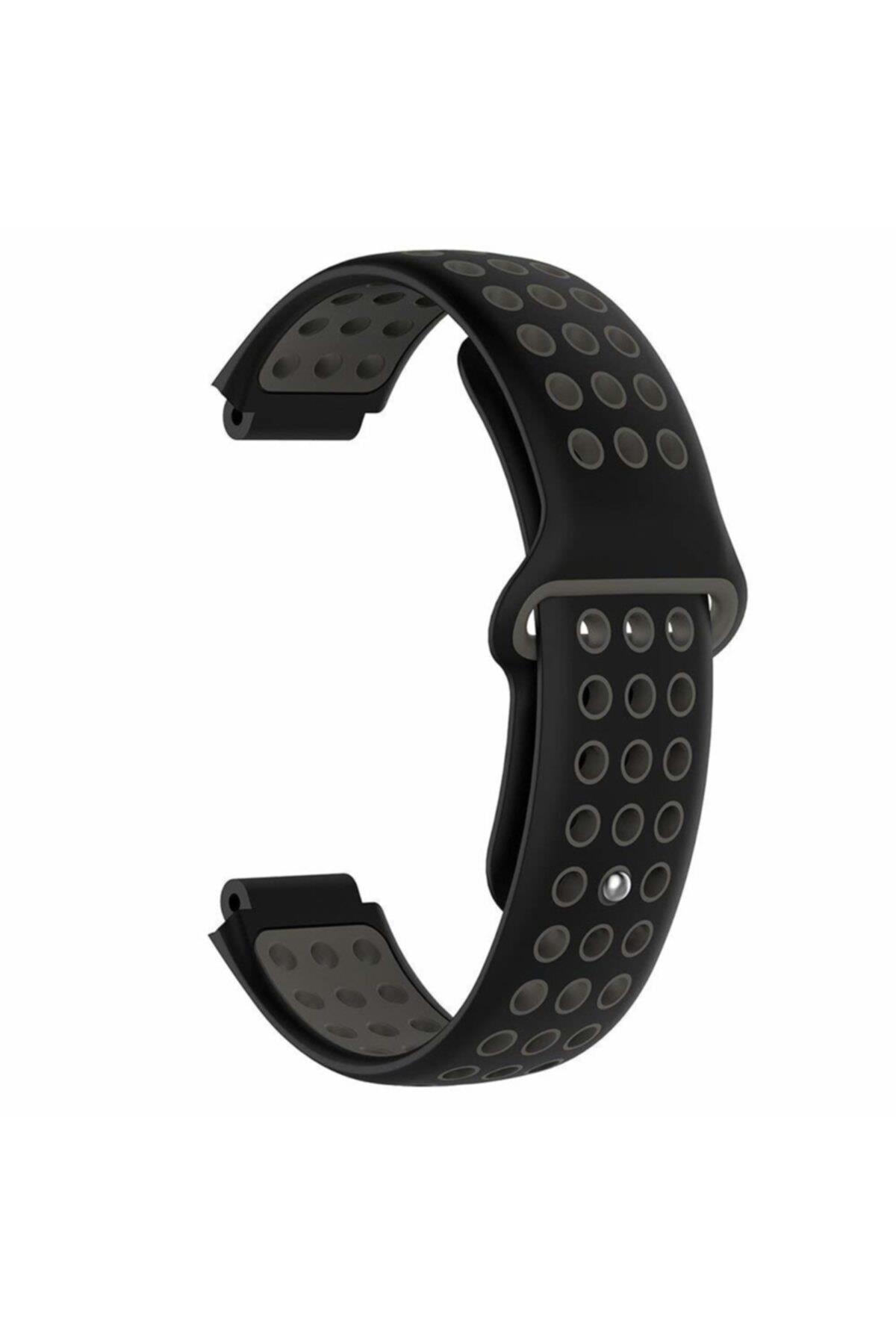 Garmin Forerunner 630 Için Delikli Silikon Kordon Lacivert Beyaz