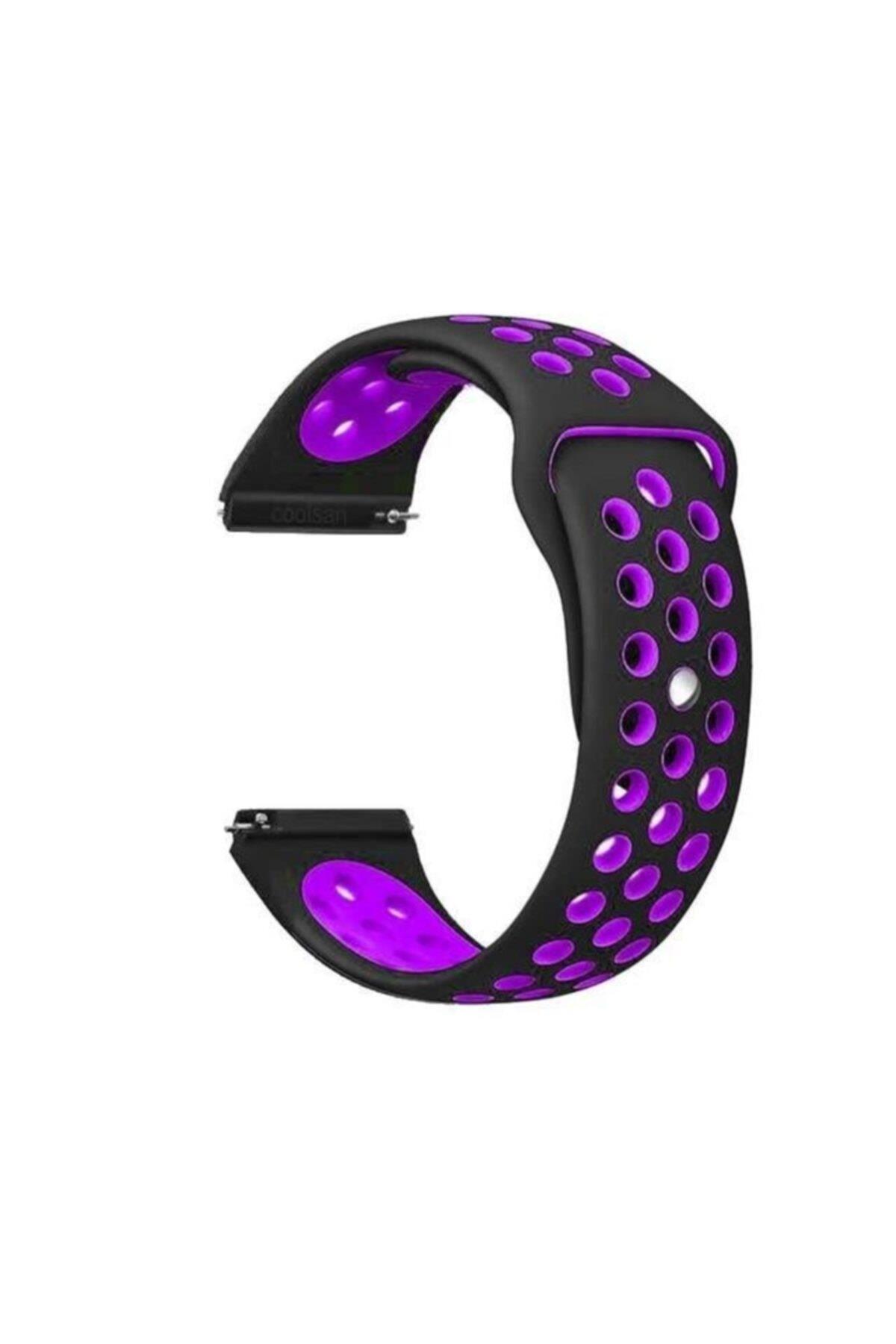 Garmin Forerunner 745 Için Delikli Silikon Kordon Kayış Siyah Yeşil