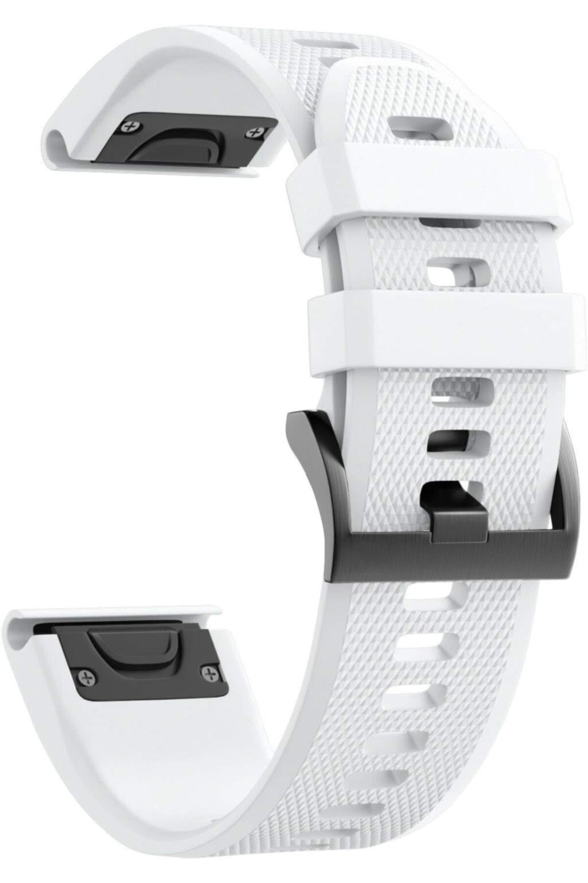 Garmin Quatix 3 Için Quick Fit Özellikli Silikon Kordon Beyaz