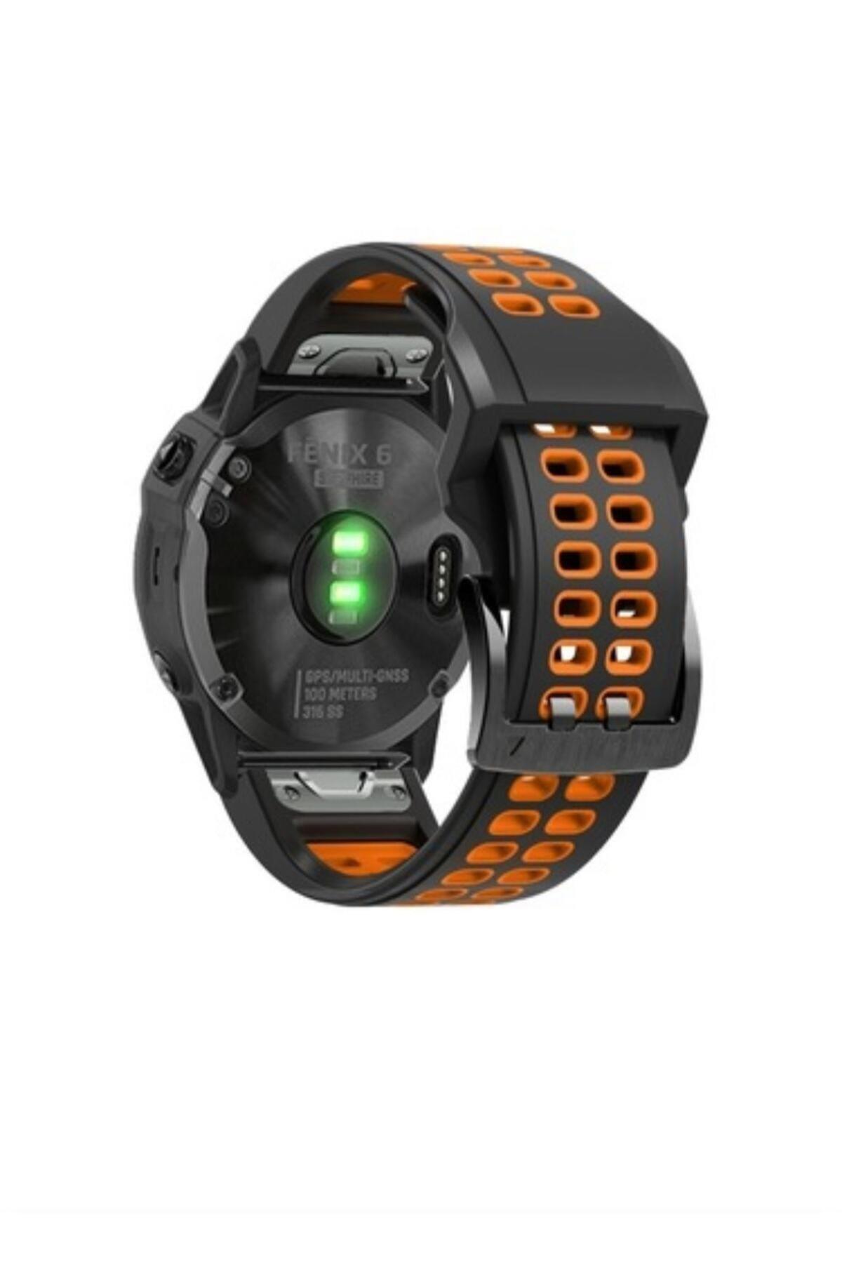 Garmin Quatix 5 22mm Hızlı Bırakma Çift Sıralı Silikon Saat Kordonu