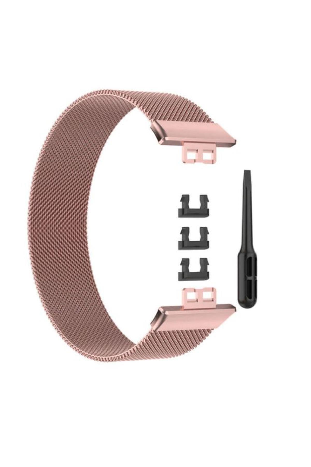 Huawei Watch Fit Elegant Için Pimli Metal Mıknatıslı Milanese Kordon Lacivert