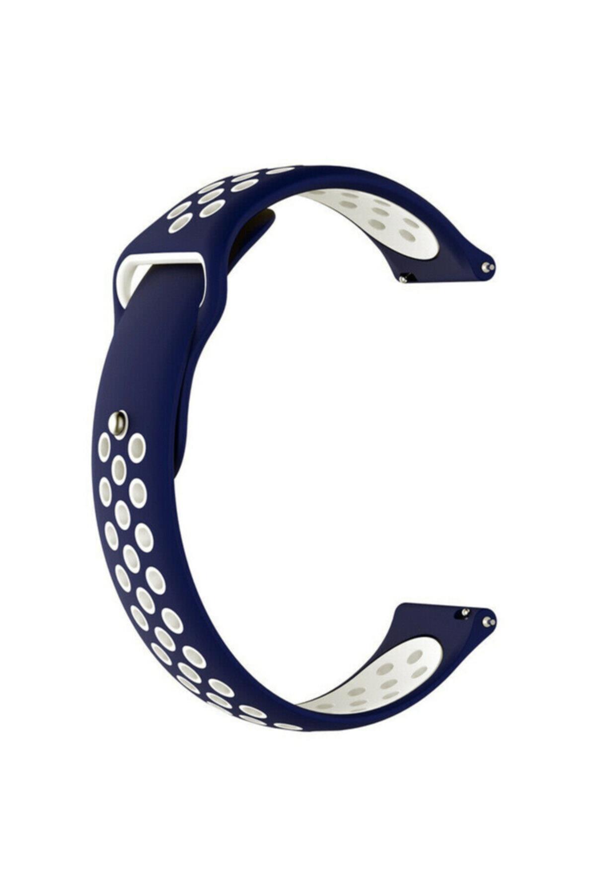 Huawei Watch Gt Için Delikli Silikon Kordon Lacivert Beyaz