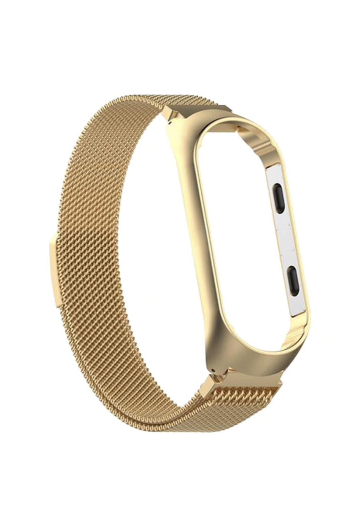 Mi Band 4 - Mi Band 3 Için Mıknatıslı Metal Kordon Vintage Gold