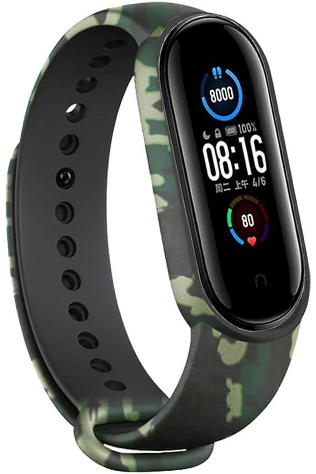 Mi Band 5-6 Için Silikon Kordon Haki Kamuflaj