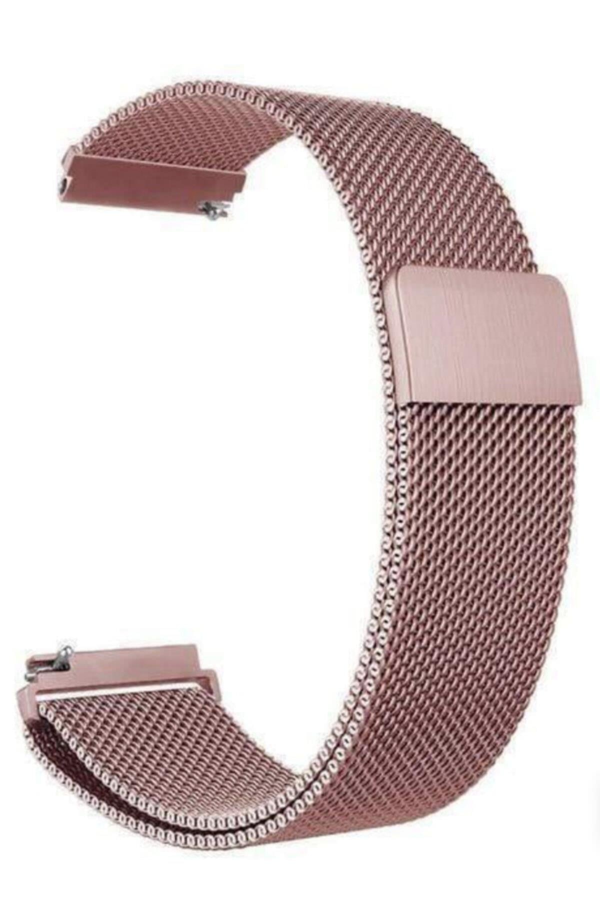 Samsung Galaxy Watch 3 41 Mm(SM-R850) Için Metal Mıknatıslı Milanese Kordon Rose