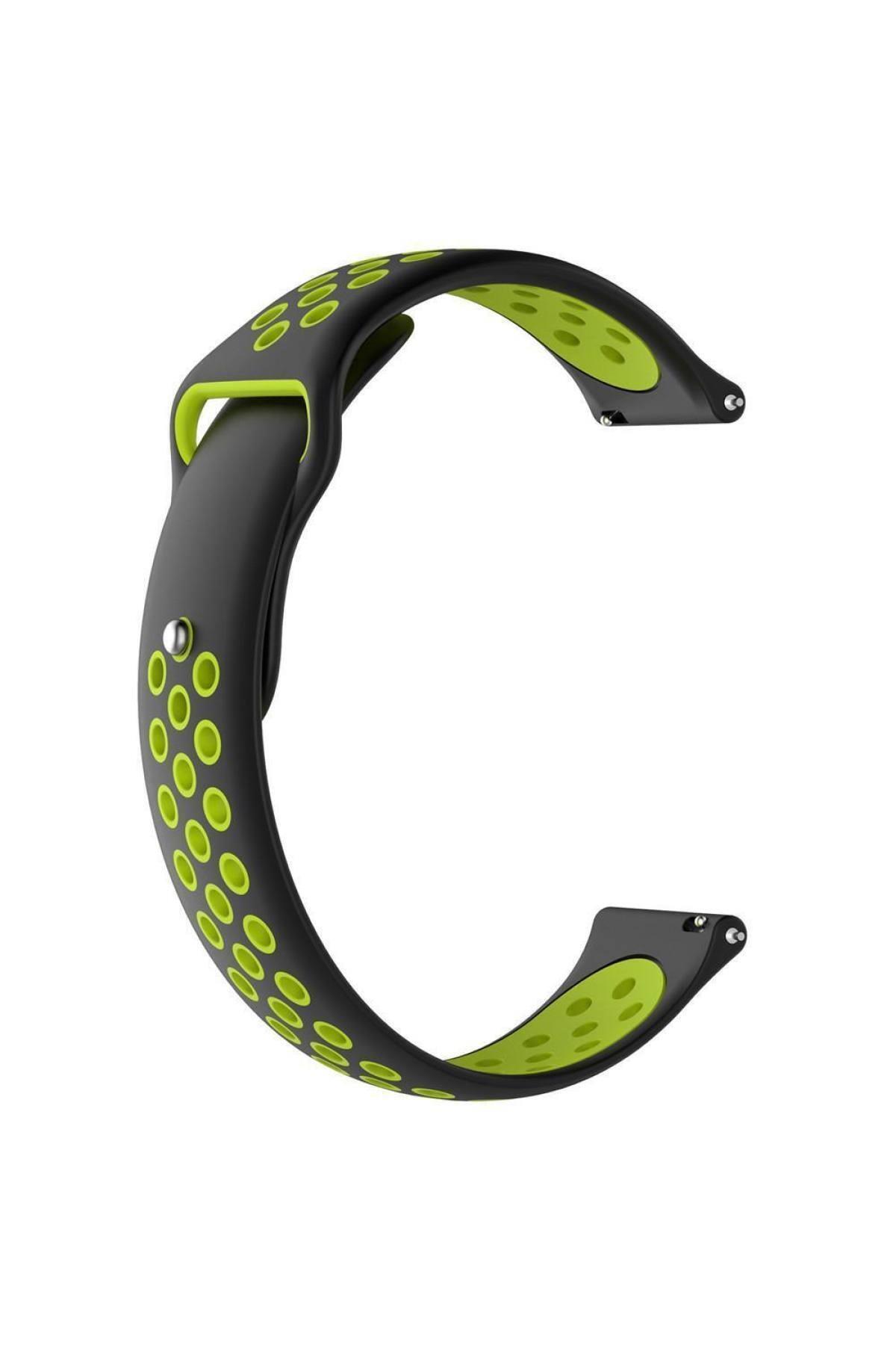 Samsung Galaxy Watch 4 44 Mm R870 Için Delikli Spor Kordon Beyaz Pembe