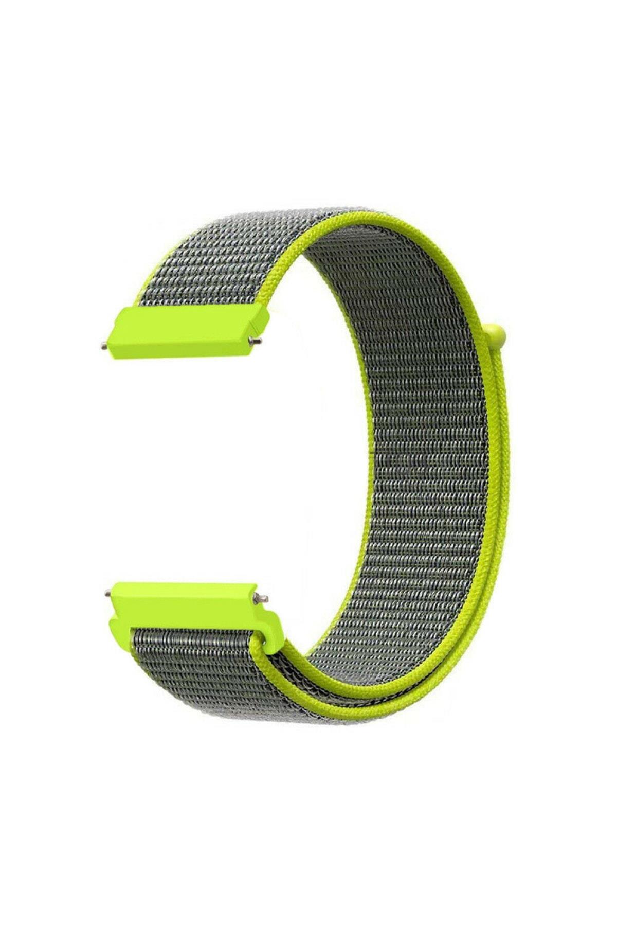 Samsung Galaxy Watch 4 44 Mm R870 Için Dokuma Kordon Neon Green