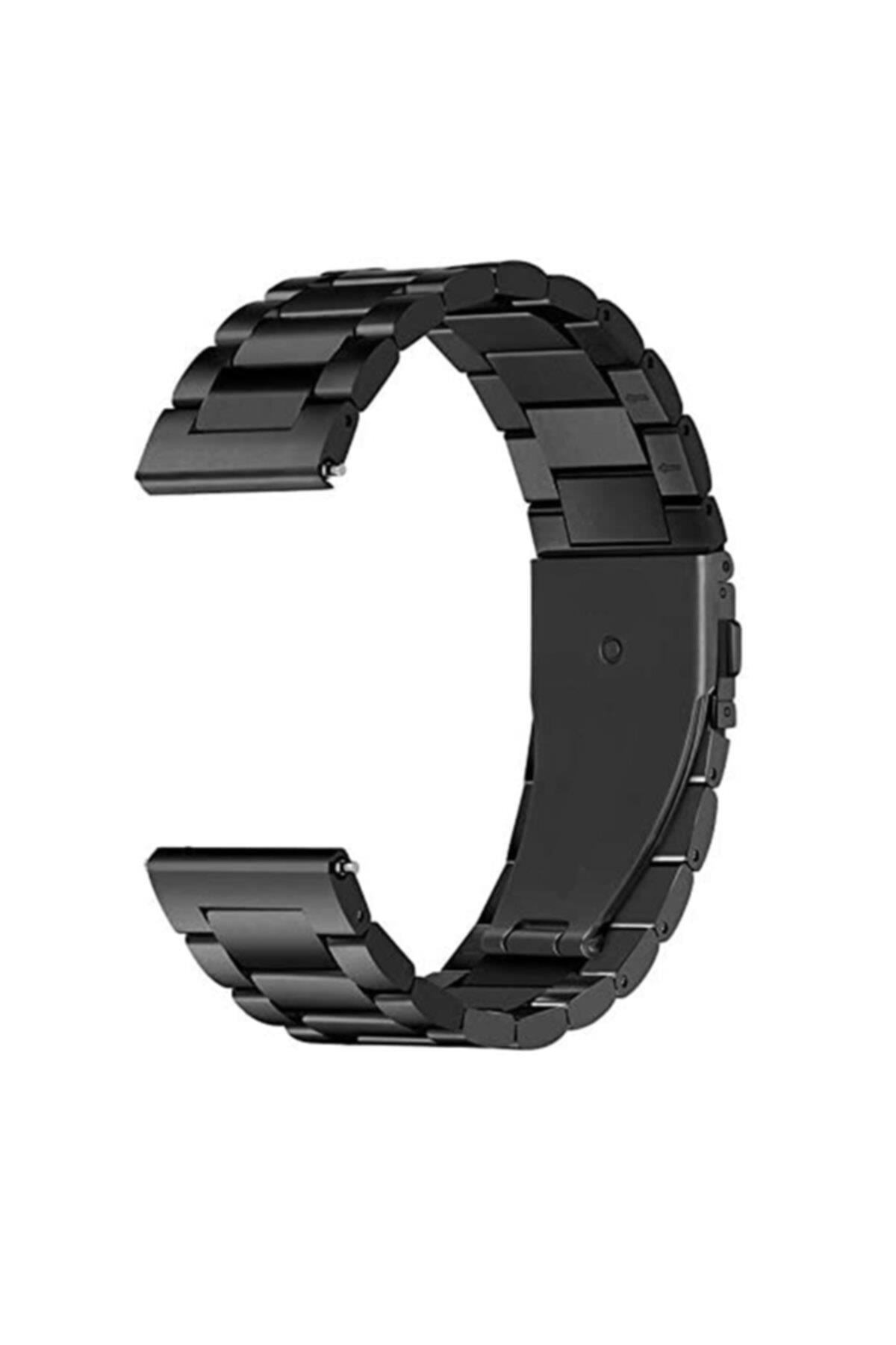 Samsung Galaxy Watch 46 Mm R800 Için Metal Tokalı Dişli Kordon Gold