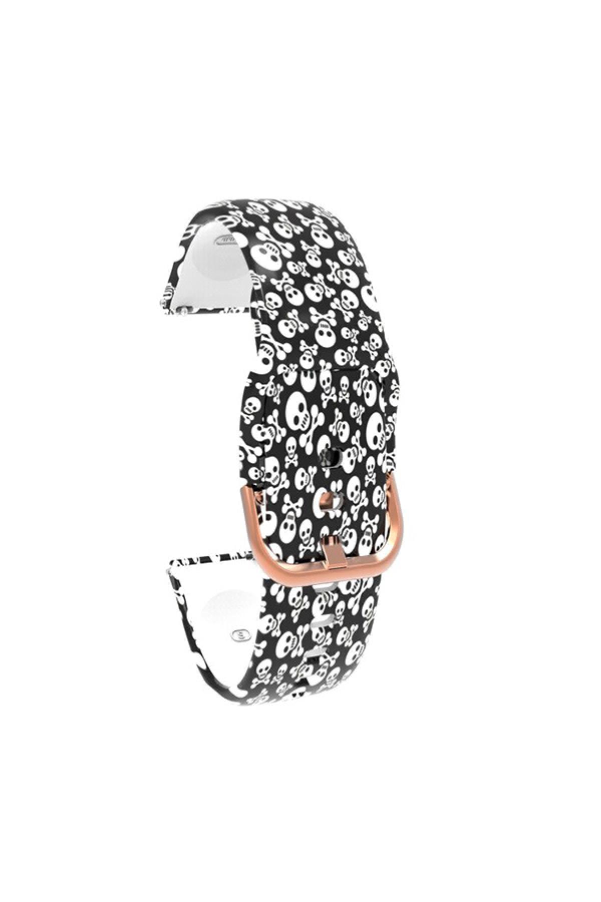 Samsung Galaxy Watch 46 Mm R800 Uyumlu Için Desenli Silikon Kordon Çiçek