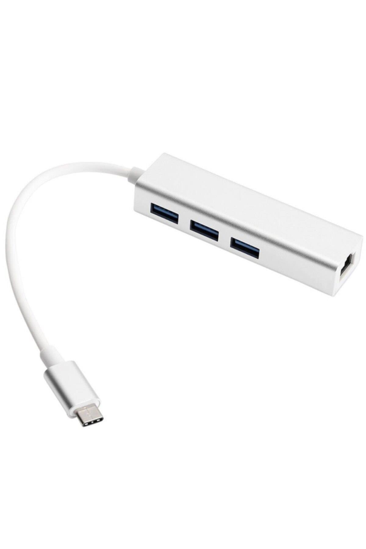 Type C 3 Port Usb 3.0 + Ethernet Çoğaltıcı