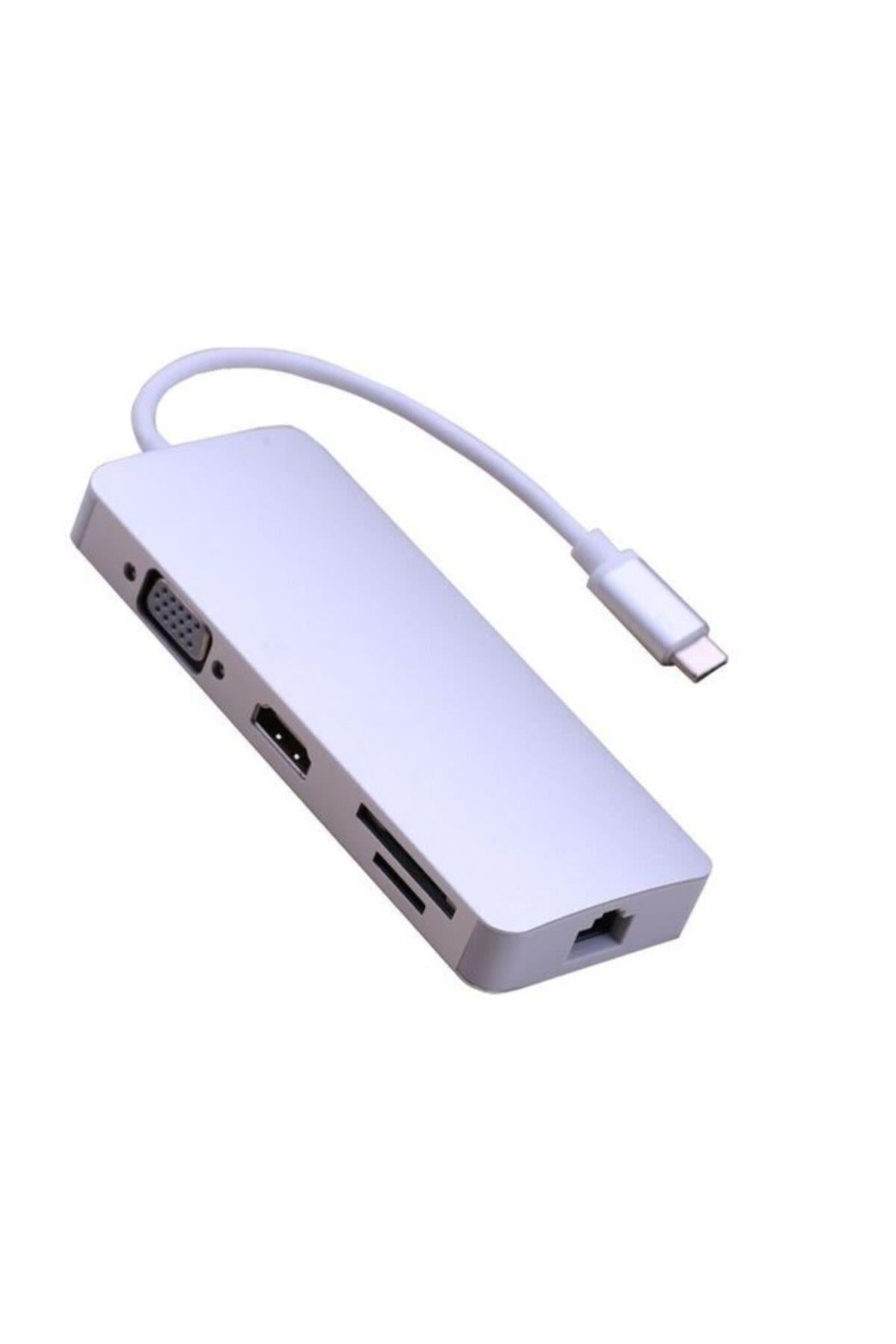 Type C 8 In 1 Hub Hdmı/ Vga/ethernet/kart Okuyucu Usb C Çoğaltıcı
