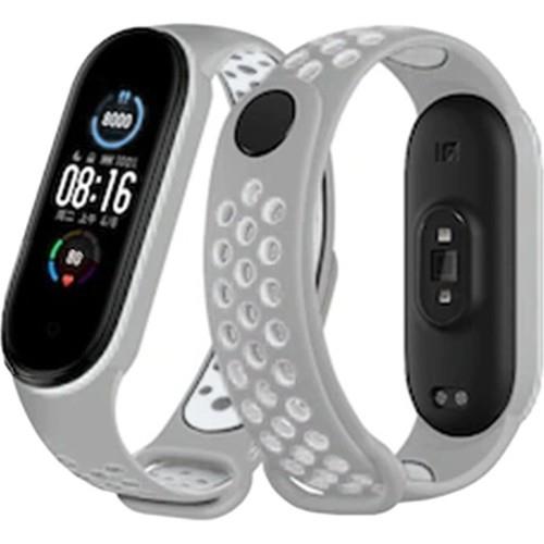 Xiaomi Mi Band 3 Için Delikli Silikon Kordon Gri Beyaz