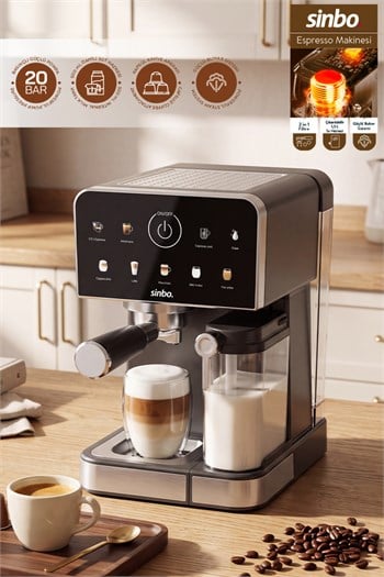 Sinbo SCM-3036 Pro 20 Bar Espresso Makinesi, 7 Kahve, Süt Hazneli, Kapsül Uyumlu