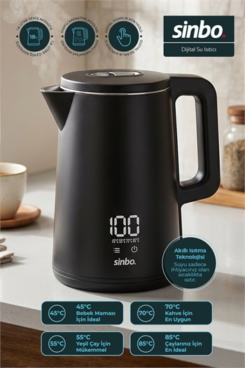 Sinbo SK-8042 Dokunmatik Kontrollü Dijital Kettle 1.8 L Sıcaklık Ayarlı Su Isıtıcı Kettle