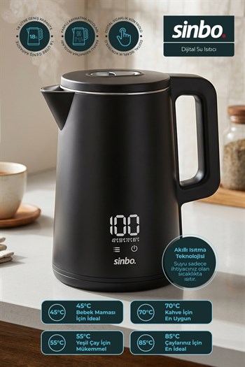 Sinbo SK-8042 Dokunmatik Kontrollü Dijital Kettle 1.8 L Sıcaklık Ayarlı Su Isıtıcı Kettle