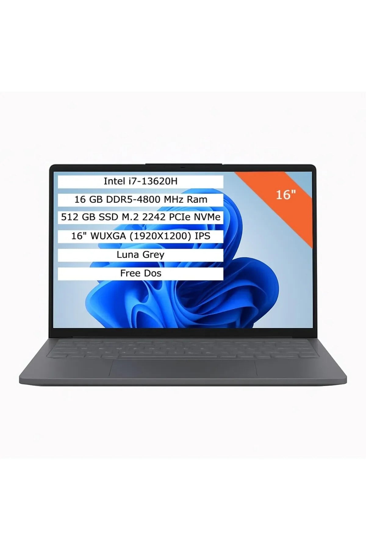 LENOVO IdeaPad Slim 3 83K2001WTR FHD+ 1920x1200 Luna Grey Intel Core i7-13620H 16 GB RAM 512 GB SSD 16