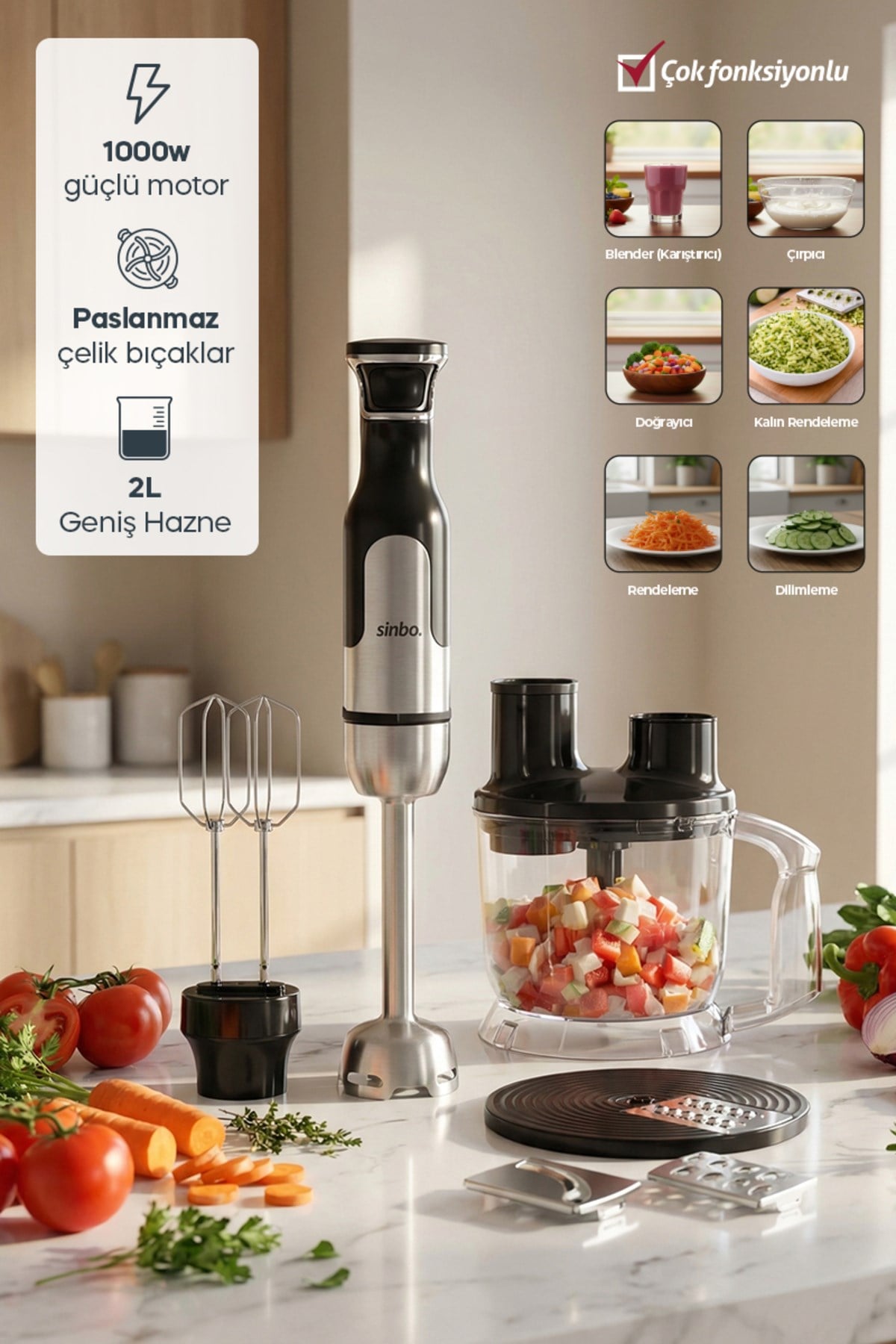 SINBO SHB-7534 EL BLENDER SETİ 