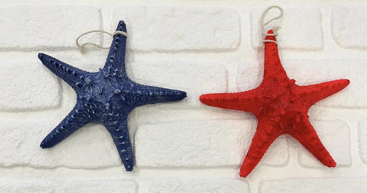 İKİLİ DENİZ YILDIZI DUVAR DEKORU  LACİVERT - NAR ÇİÇEĞİ  RENKLİ