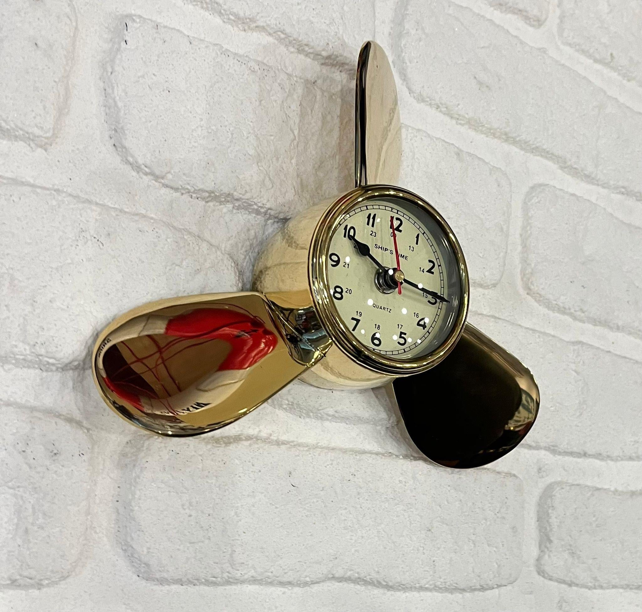 Pirinç Denizci Gemi Pervane Duvar Saati 20 cm