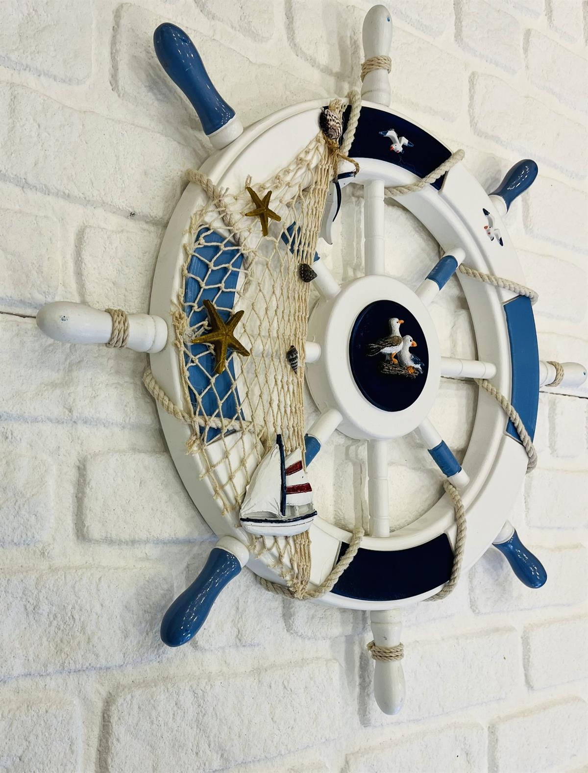 AHŞAP MARTILI YELKENLİ DÜMEN DUVAR DEKORU (60 CM)