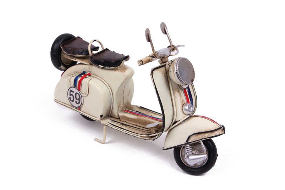 Hediyelik Beyaz Dekoratif Metal Scooter