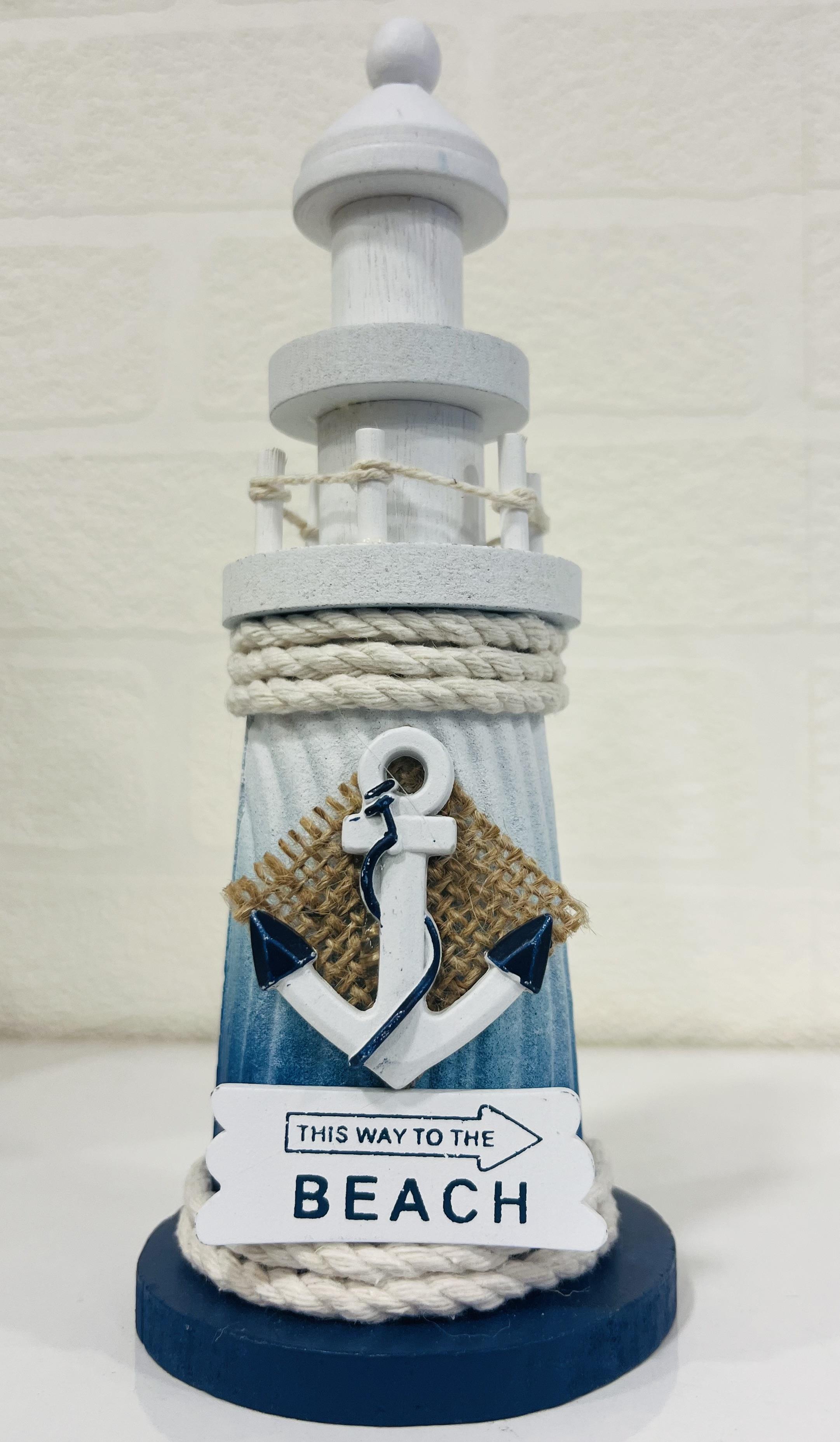 Hediyelik Dekoratif Denizci Ahşap Çıpalı Çapalı  Mini Fener Masa Dekoru