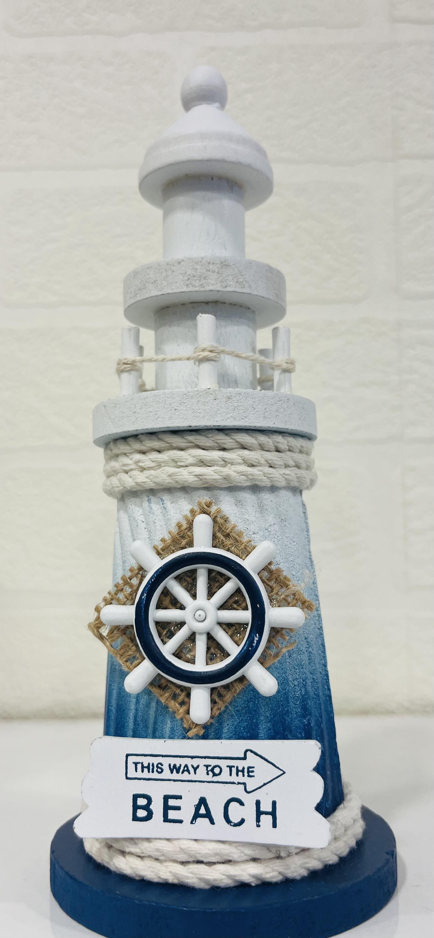 Hediyelik Dekoratif Denizci Ahşap Dümen Mini Deniz Feneri Masa Dekoru