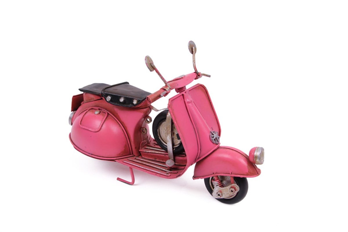 Hediyelik Dekoratif Metal Pembe Scooter
