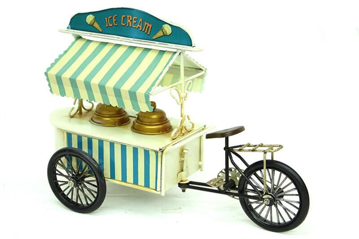 Metal Masa Dekoru Ice Cream Dondurma Arabası Kumbara