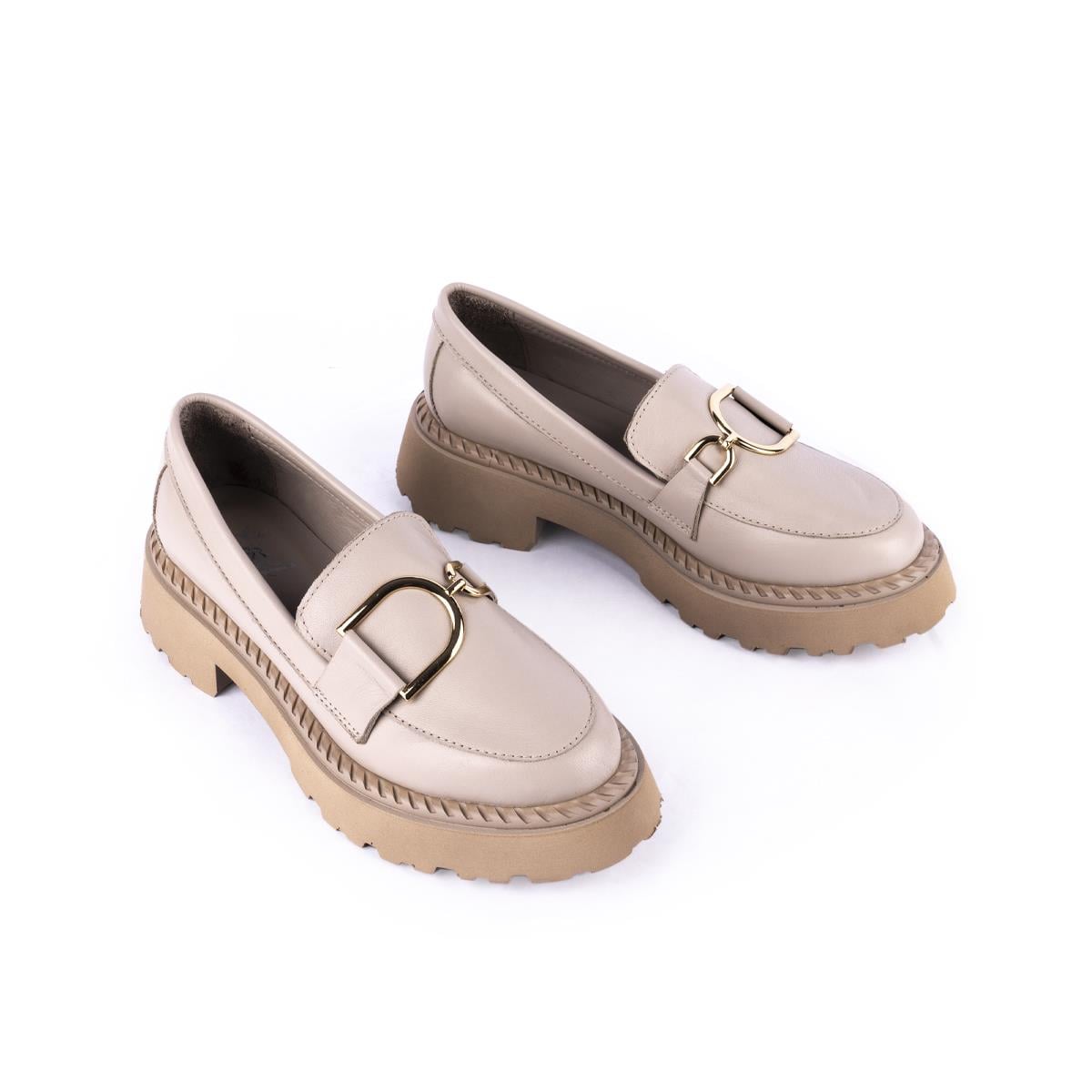 Modern Rahat Oxford Tokalı Ayakkabı Buz 7888