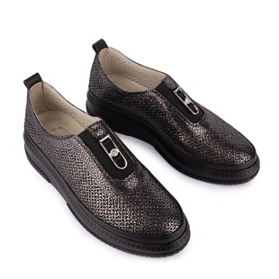 Hakiki Deri Modern Ortopedik Delikli Günlük Ayakkabı Bronz 725