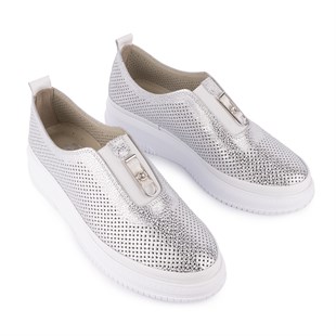 Hakiki Deri Modern Ortopedik Delikli Günlük Ayakkabı Beyaz 725