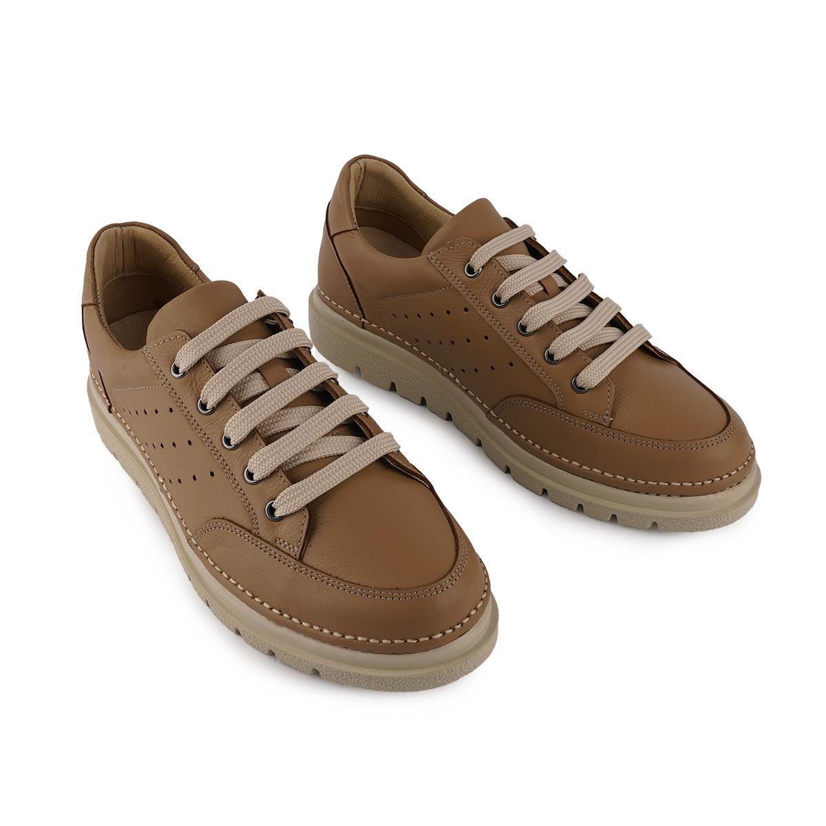 Hakiki Deri Ortopedik Yumuşak Günlük Sneaker Ayakkabı Oak Deri