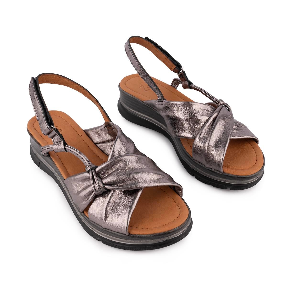Hakiki Deri Rahat Günlük Sandalet Bronz 8066