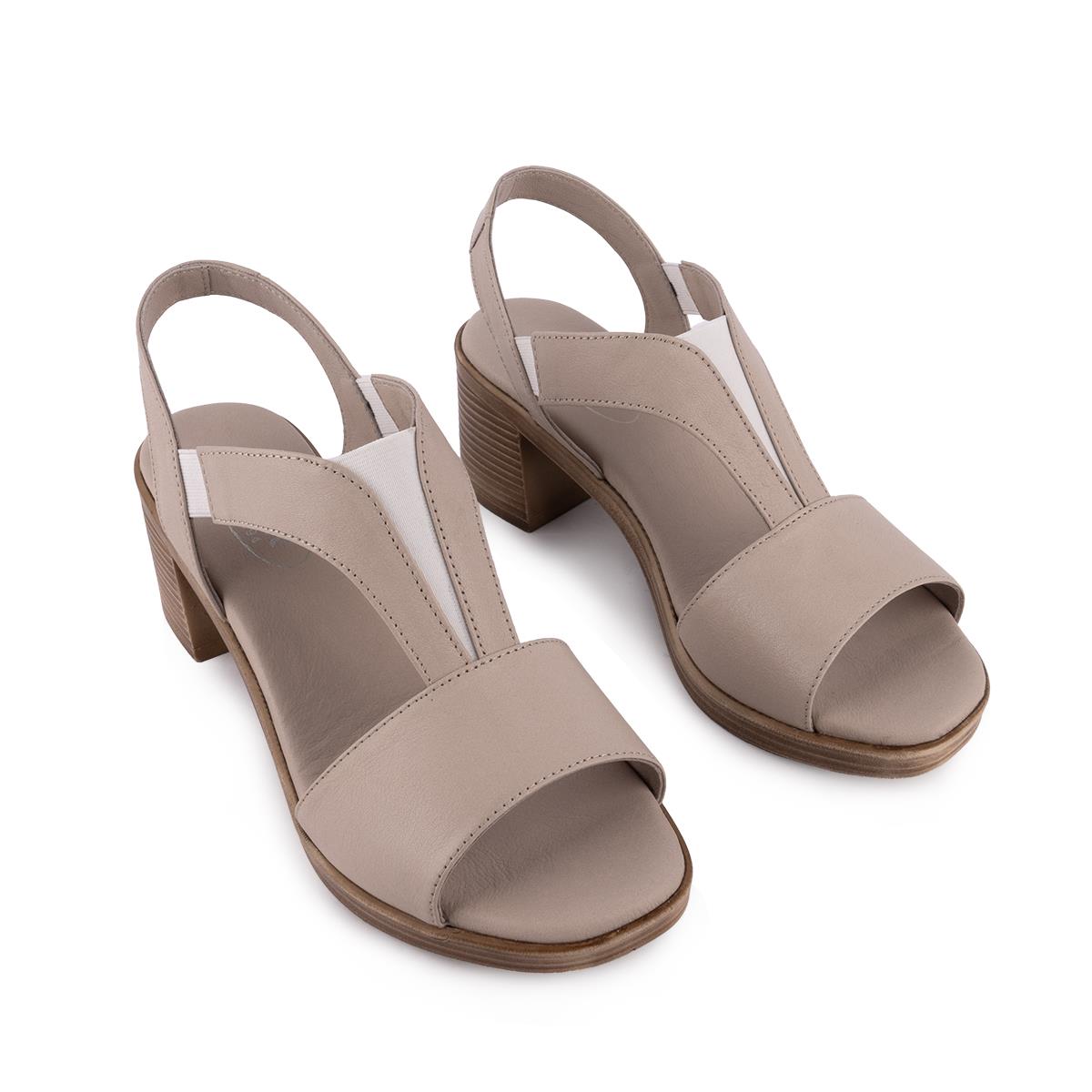 Hakiki Deri sandalet Modern Lastikli 607 Gri
